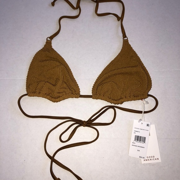 Good American Tiny Ties Bikini Top Swimsuit in Bronze - Size 5/6 XXL- NWT set - Picture 15 of 16